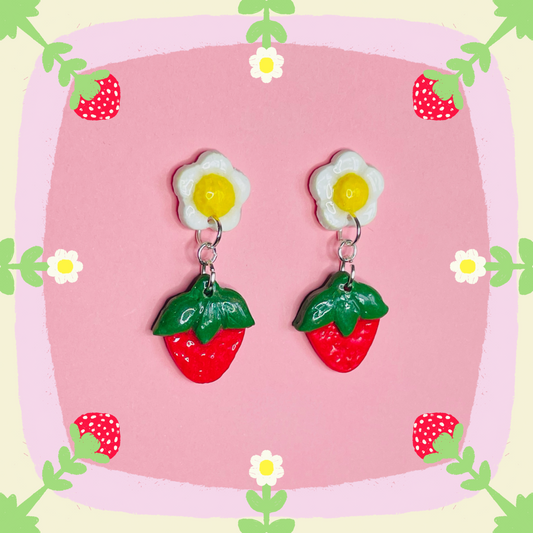 Strawberry Blossom Handmade Earrings