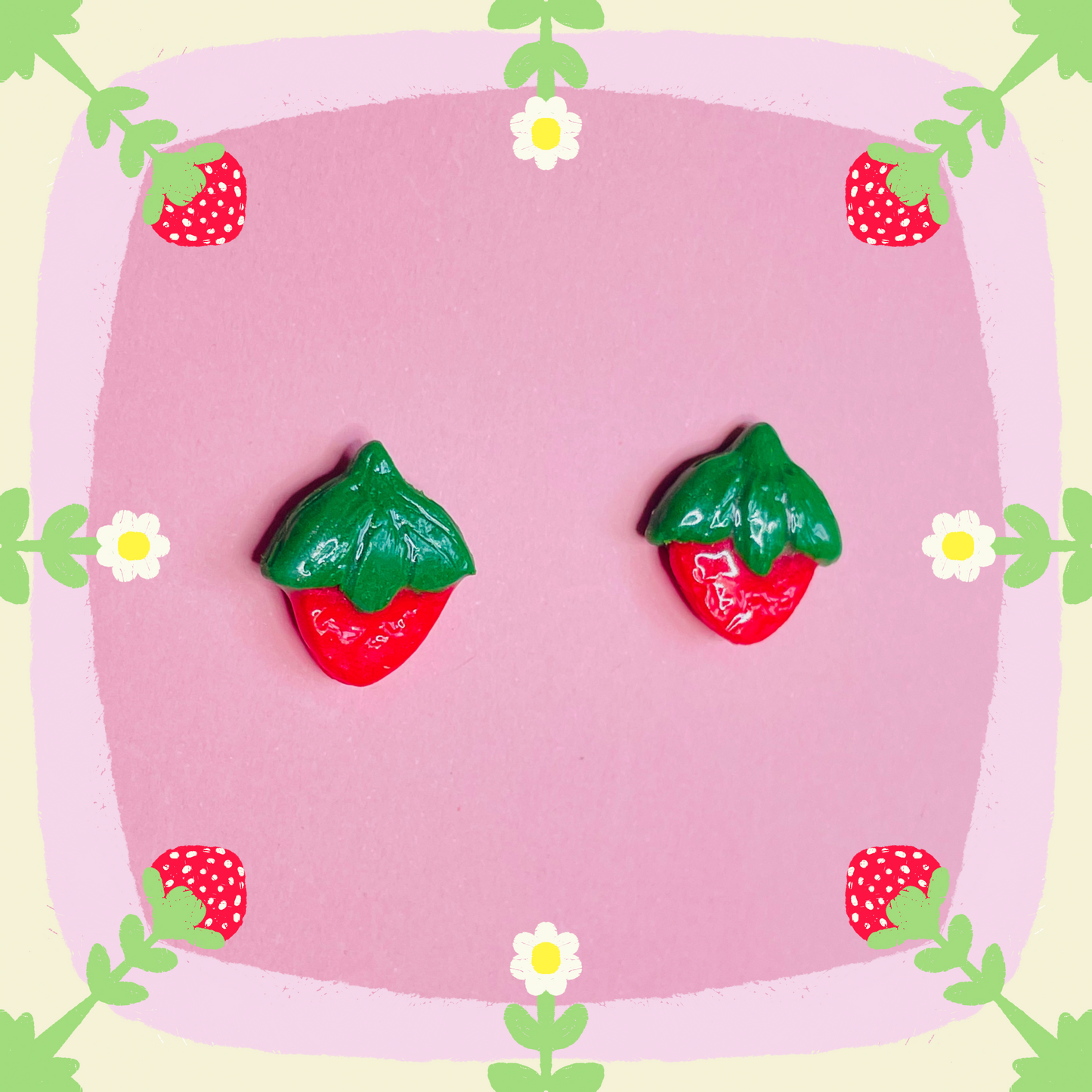 Strawberry Stud Handmade Earrings