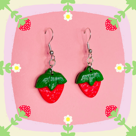 Strawberry Hook Handmade Earrings